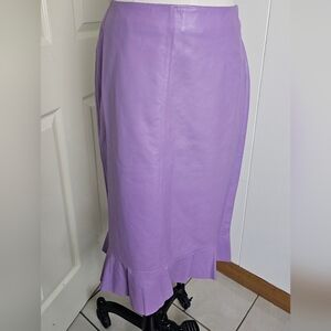 Vintage Midi Skirt Soft Leather Lavendar Holt Renfrew Size 10